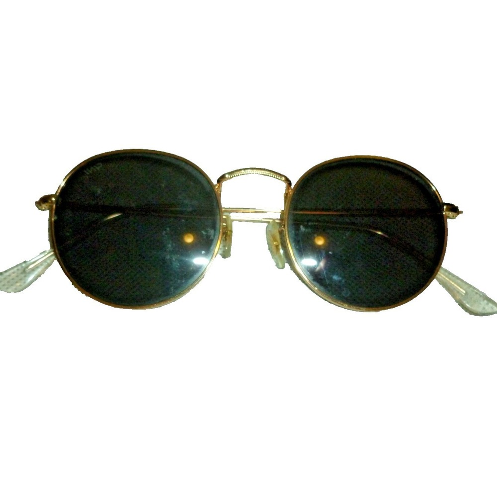 WearMe Pro Nevada Round Gold Metal Frame Sunglasses‎ Dark Tinted Lenses Retro